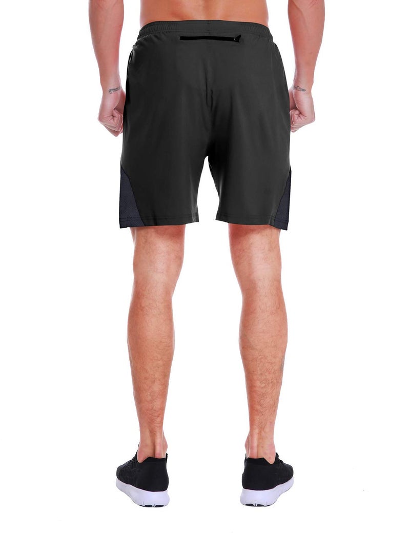EZRUN Men's 7 Inch Quick Dry Running Shorts Workout Sport Fitness Short with Liner Zip Pocket(Black,L) - Image 4